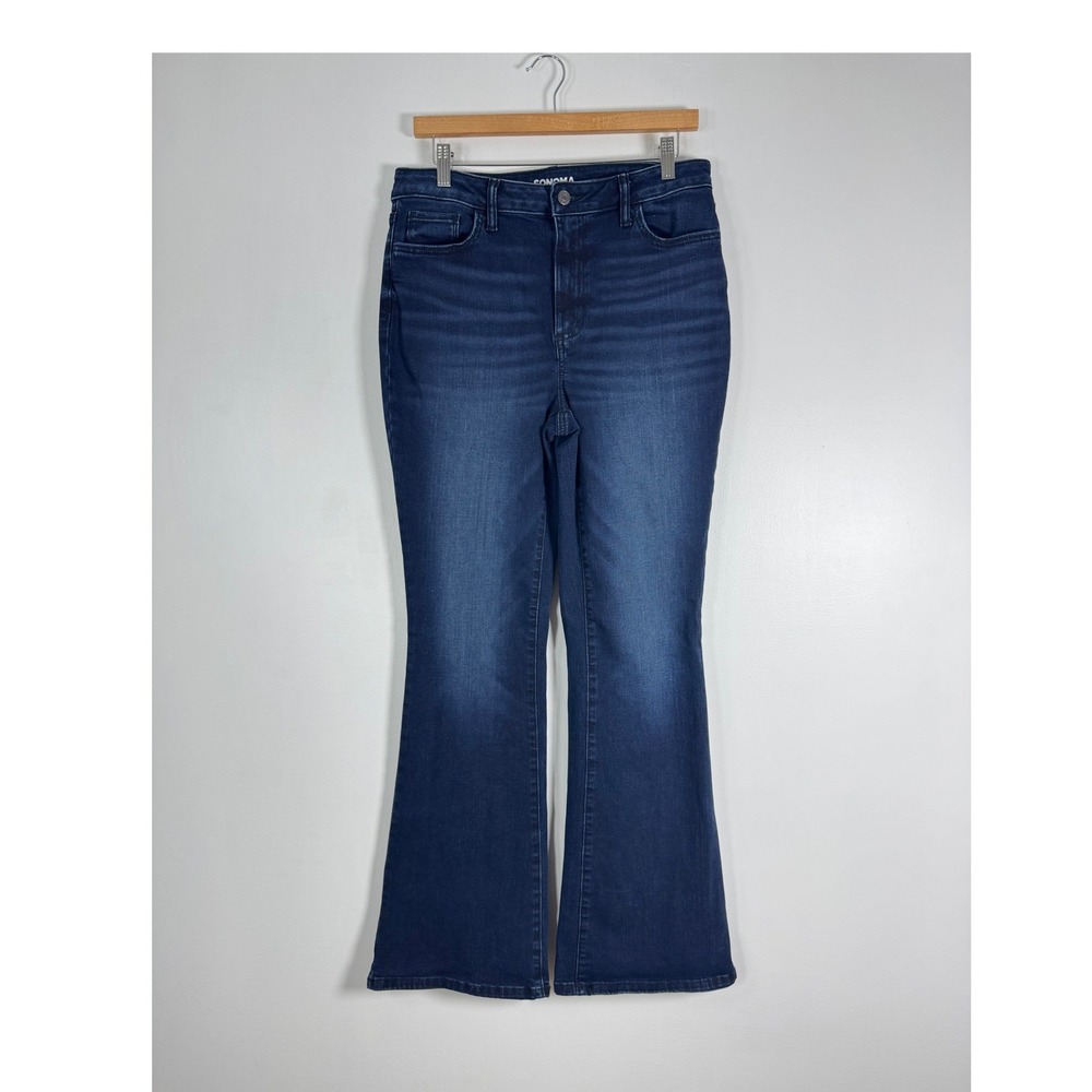 Bohemian Sonoma Goods For Life Womens 12 Flare Jeans Blue Dark Wash High Rise